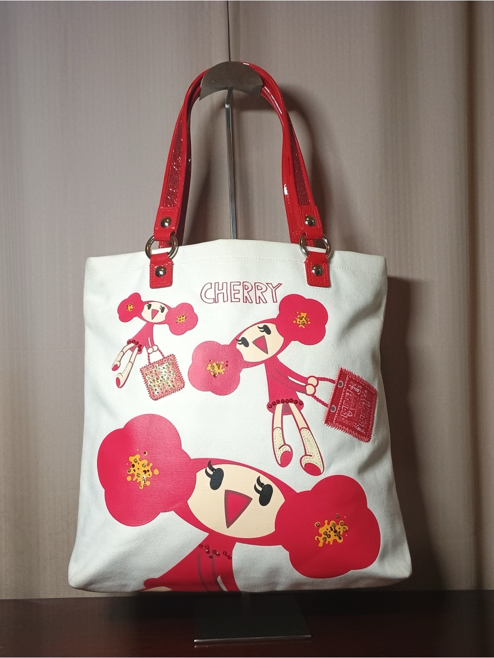 Coach Poppy Cherry Pop Canvas Glam Tote